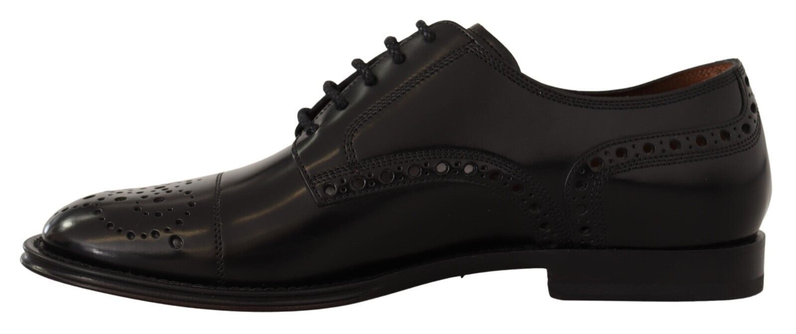 Formelle Derby-Schuhe aus schwarzem Leder mit Flügelkappe für Herren
