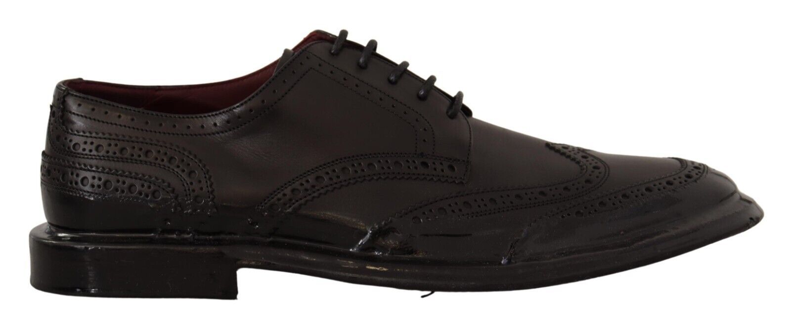 Schwarze Oxford-Derby-Schuhe aus Leder mit Flügelkappe