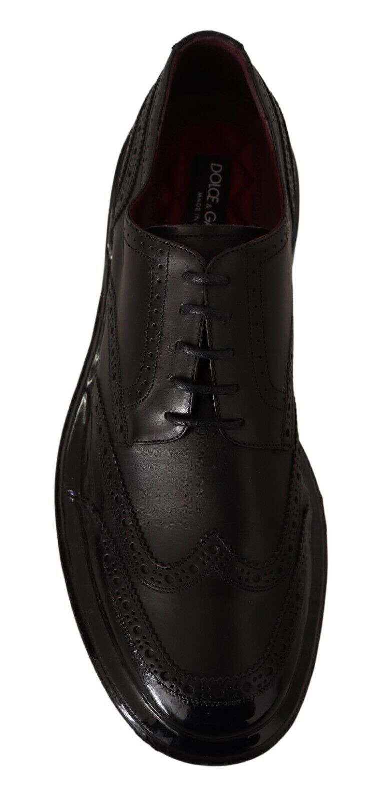 Schwarze Oxford-Derby-Schuhe aus Leder mit Flügelkappe