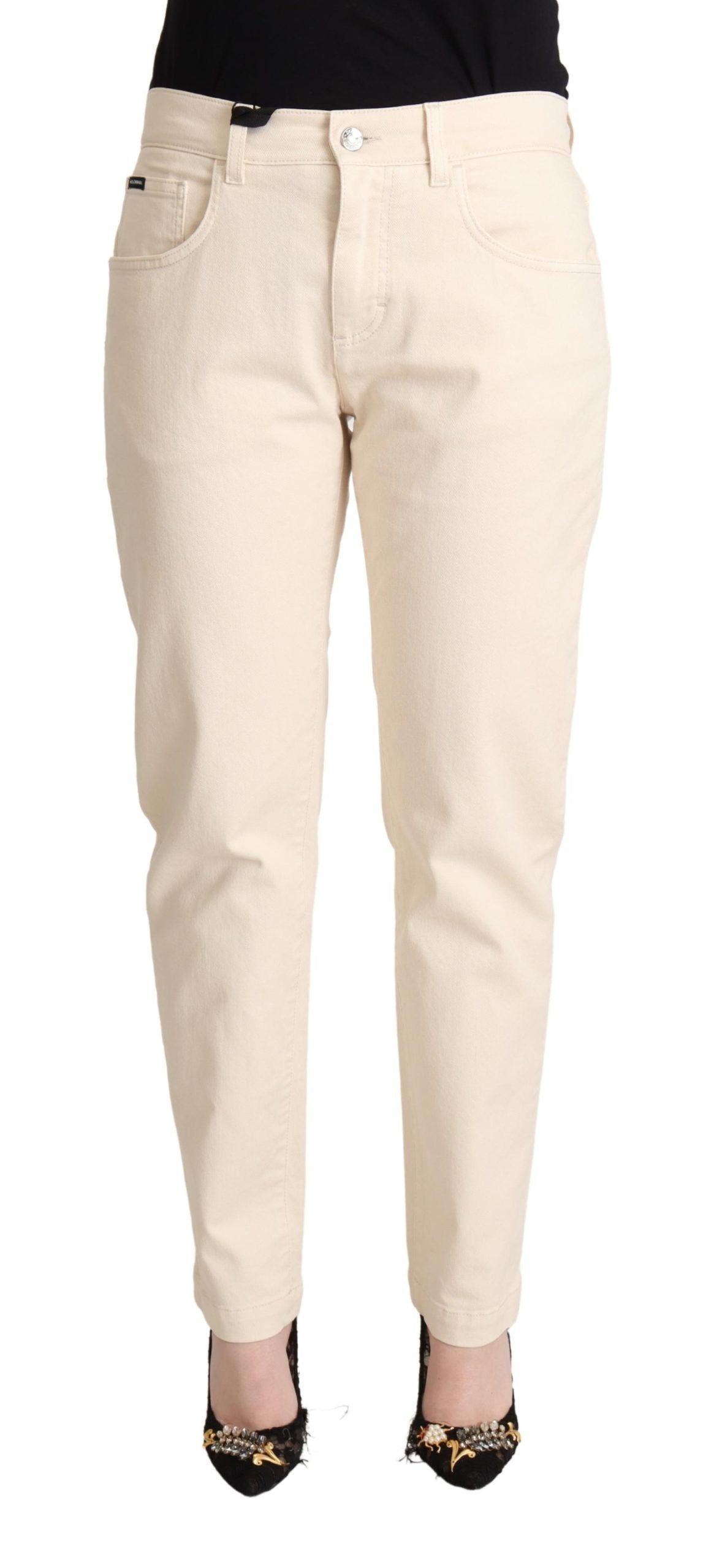 Weiße Skinny-Jeanshose aus Baumwolle für Damen