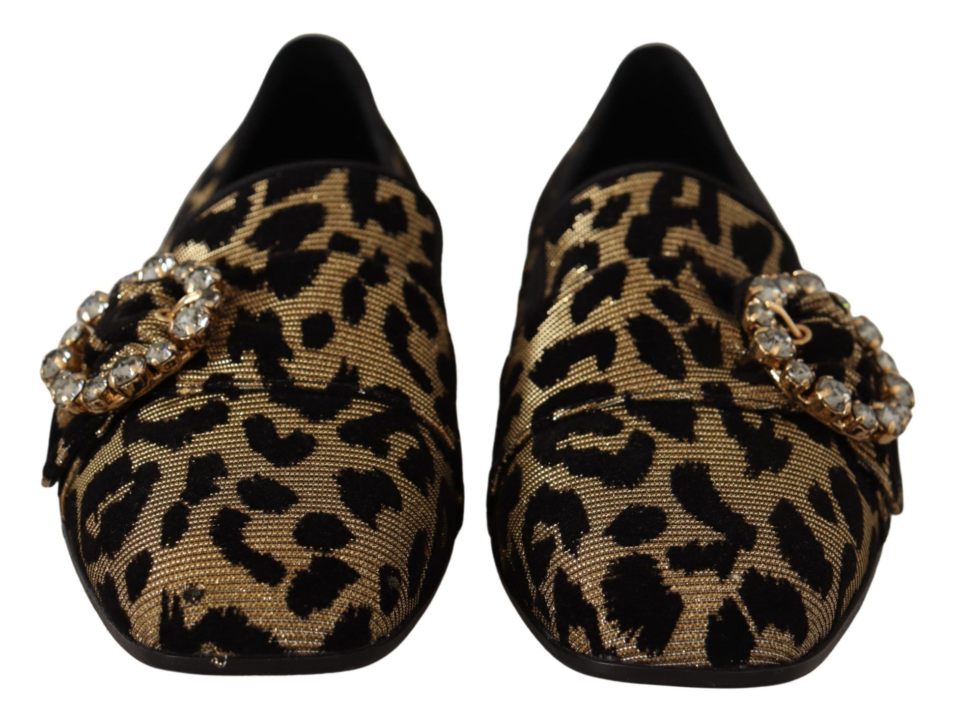 Gold Leopard Print Kristalle Loafer Schuhe