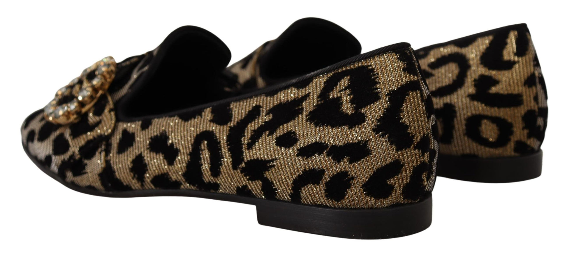 Gold Leopard Print Kristalle Loafer Schuhe