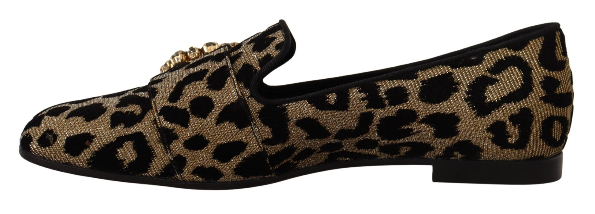 Gold Leopard Print Kristalle Loafer Schuhe