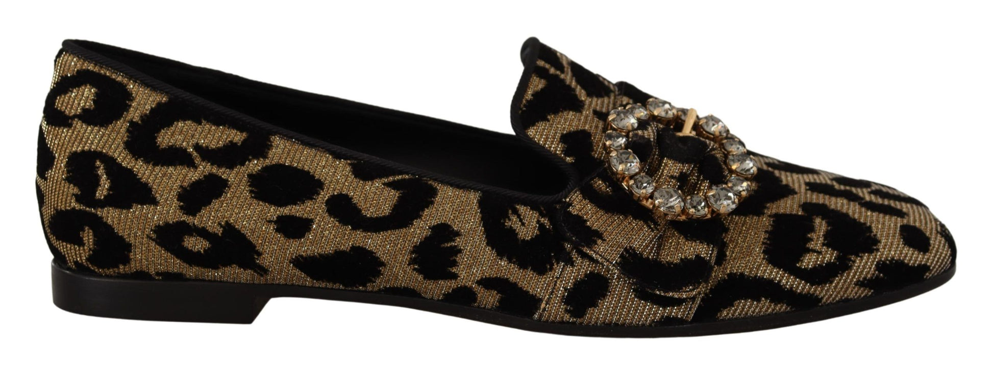 Gold Leopard Print Kristalle Loafer Schuhe