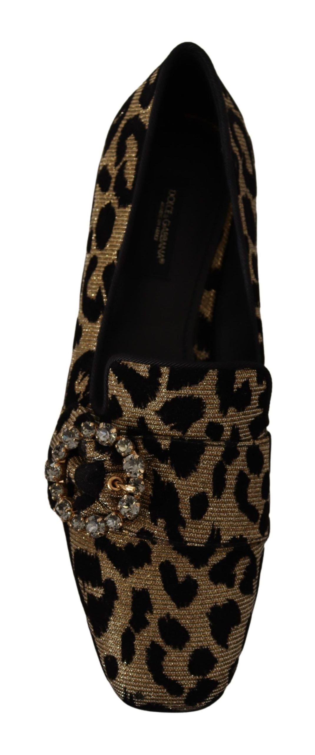 Gold Leopard Print Kristalle Loafer Schuhe