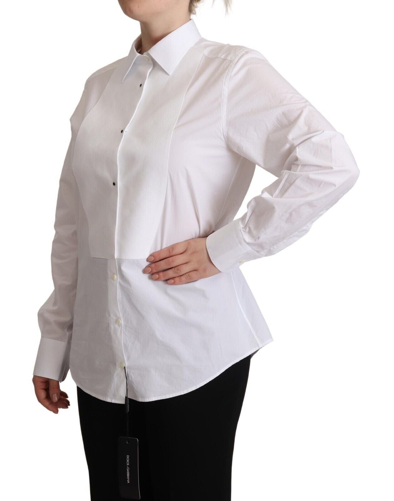 Weißes Baumwollkleid mit Kragen und langen Ärmeln, Hemdoberteil