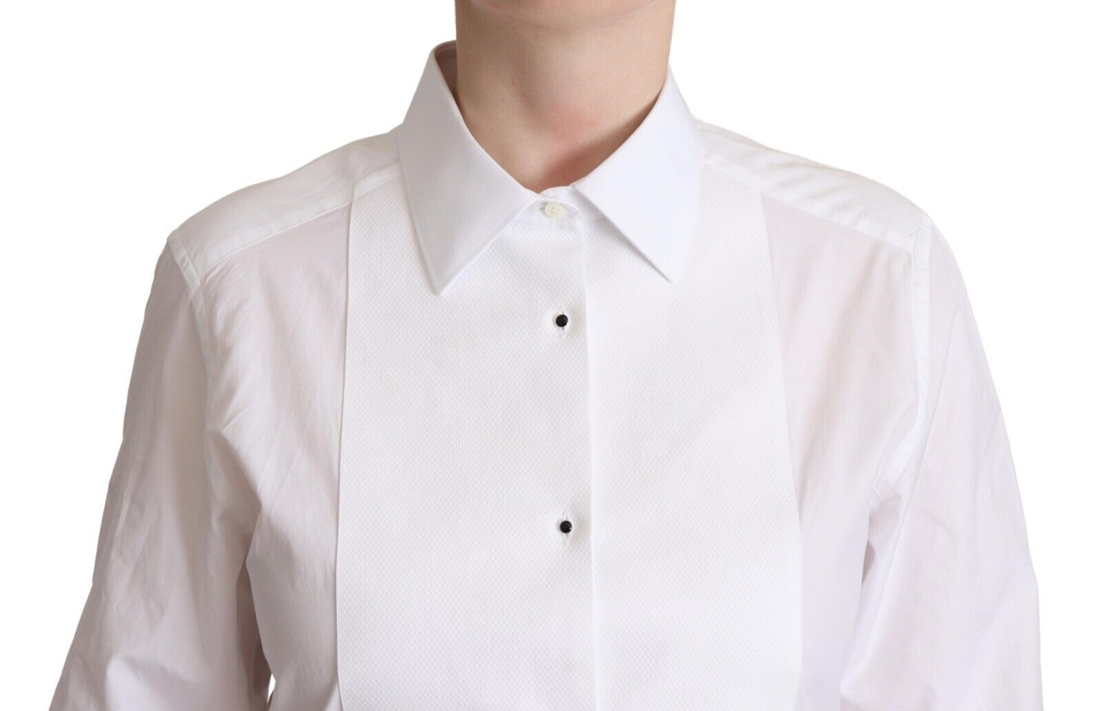 Weißes Baumwollkleid mit Kragen und langen Ärmeln, Hemdoberteil