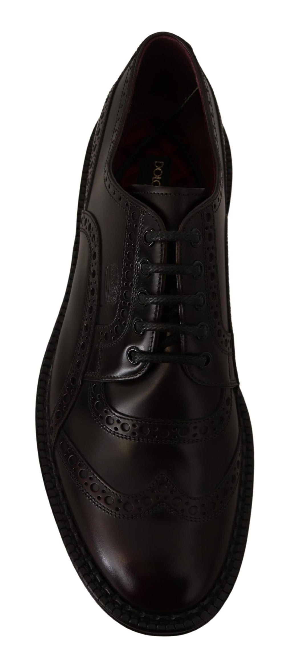 Lilafarbene Oxford-Schuhe aus Leder mit Flügelkappe
