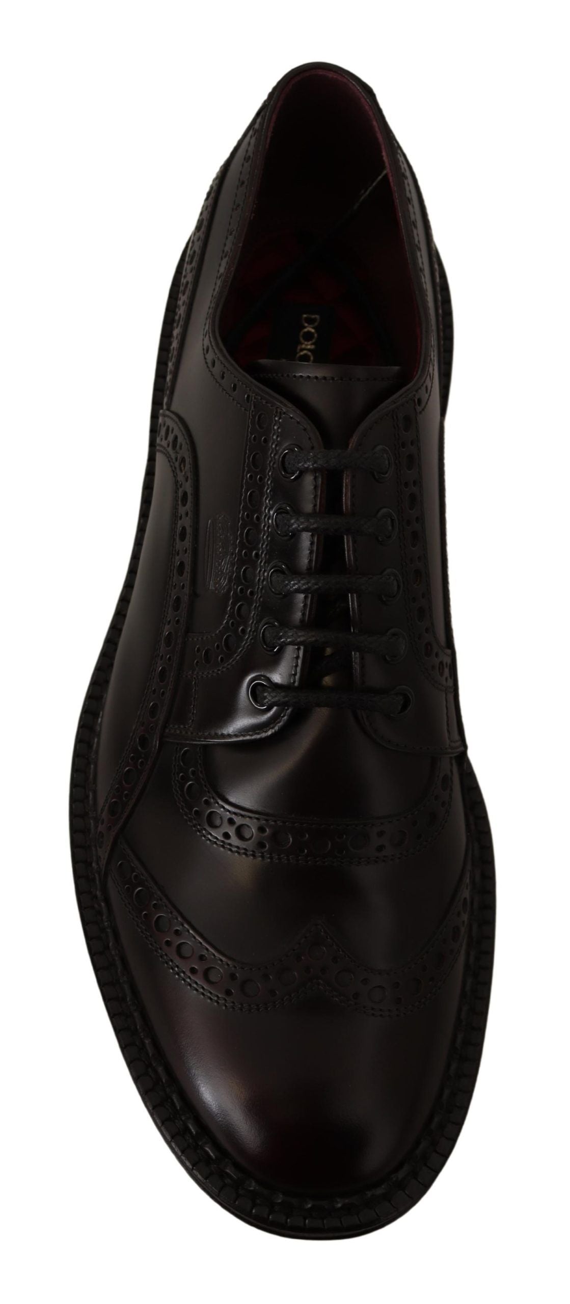 Lilafarbene Oxford-Schuhe aus Leder mit Flügelkappe