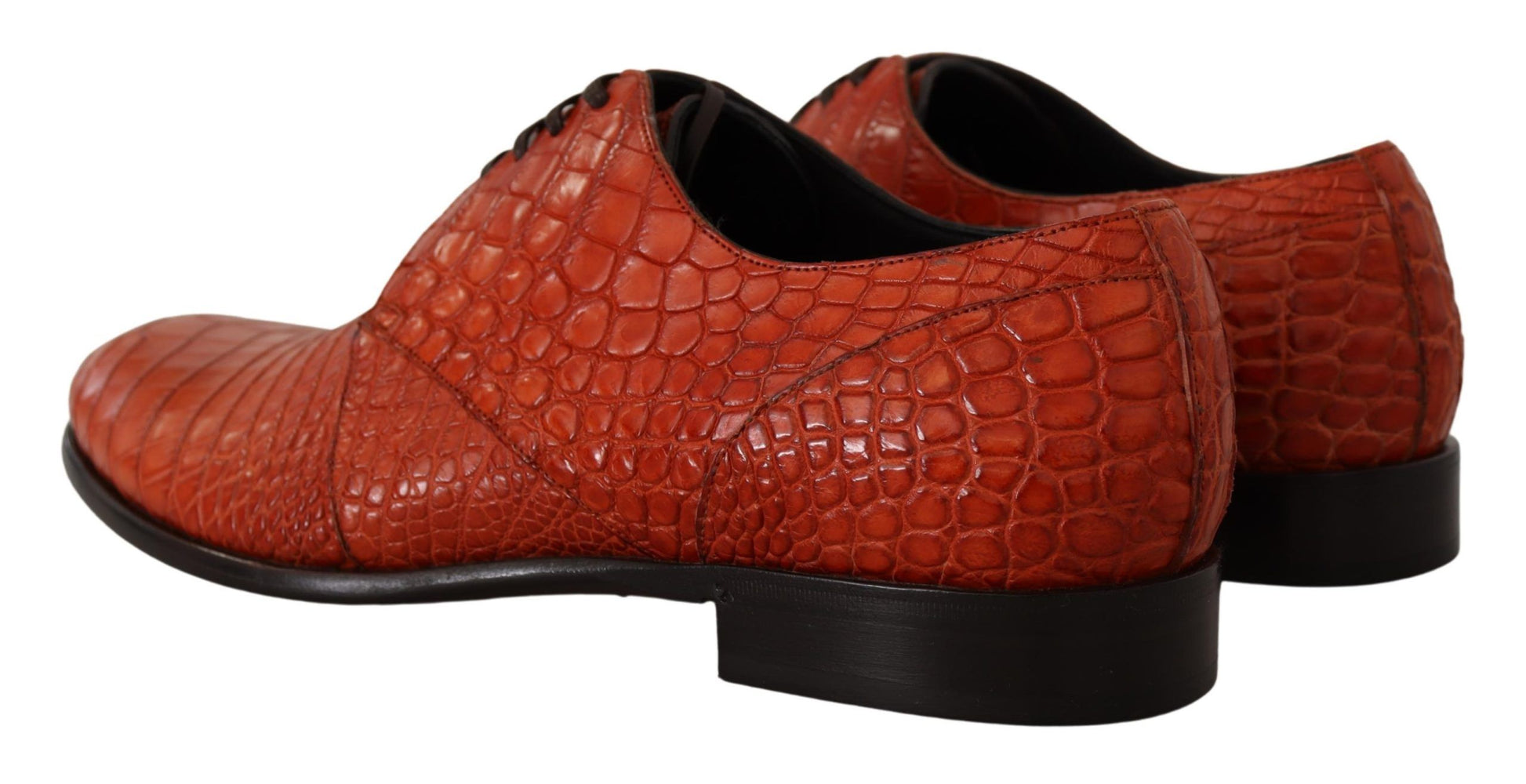 Orangefarbene Derby-Schuhe aus exotischem Leder