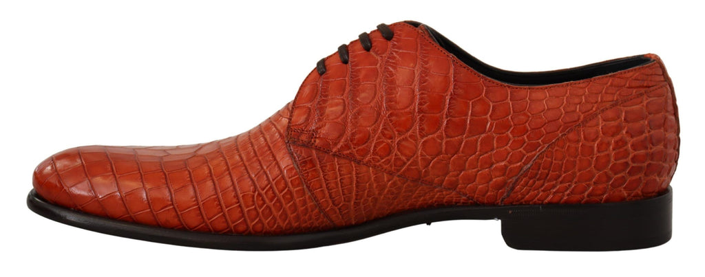 Orangefarbene Derby-Schuhe aus exotischem Leder