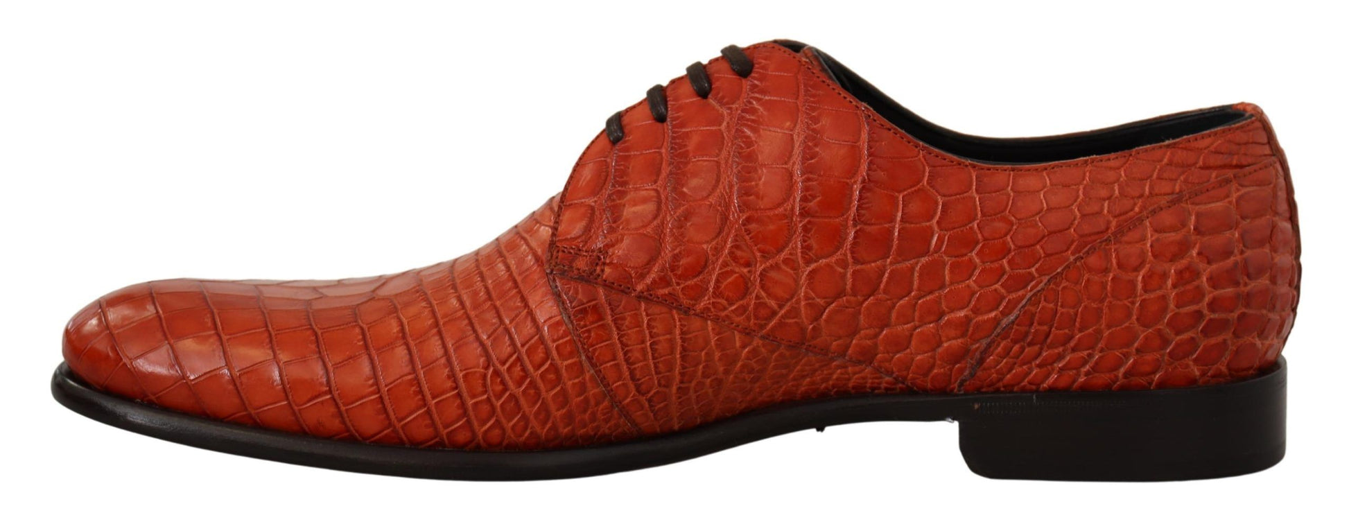 Orangefarbene Derby-Schuhe aus exotischem Leder