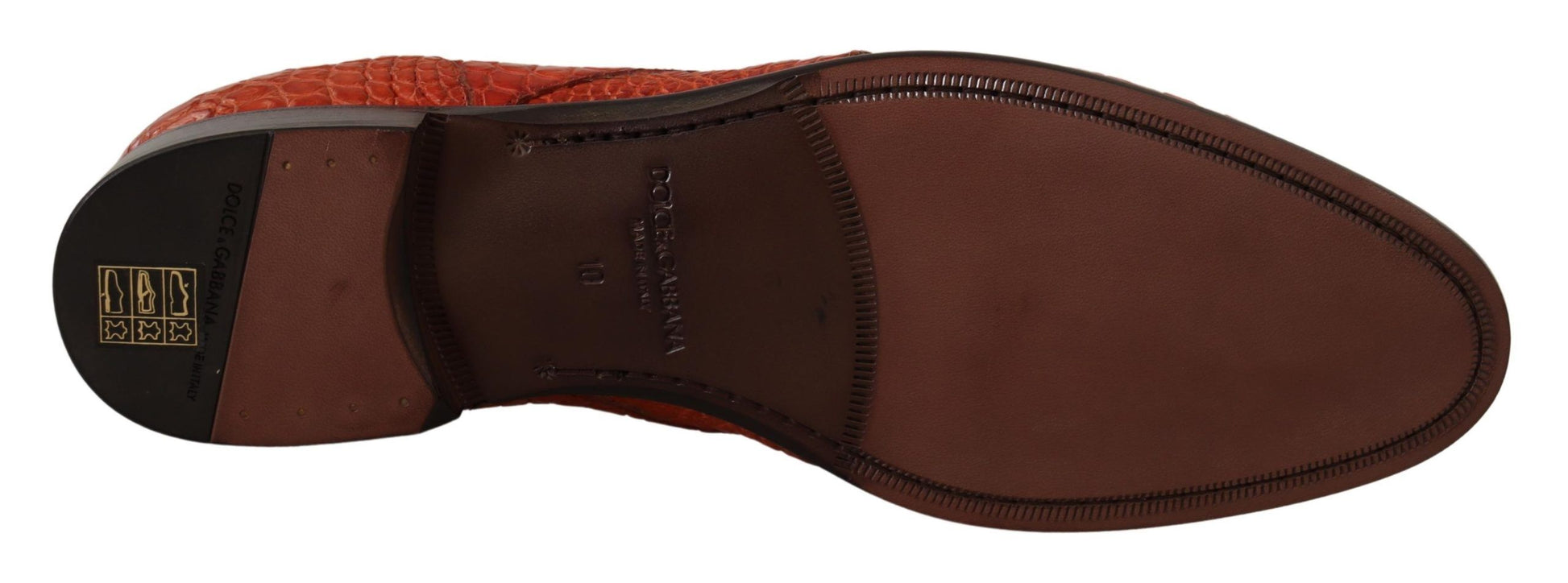 Orangefarbene Derby-Schuhe aus exotischem Leder