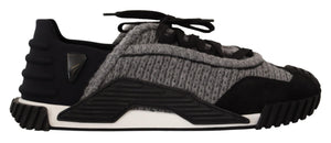 Schwarz Grau Stoff Schnürschuhe NS1 Sneakers