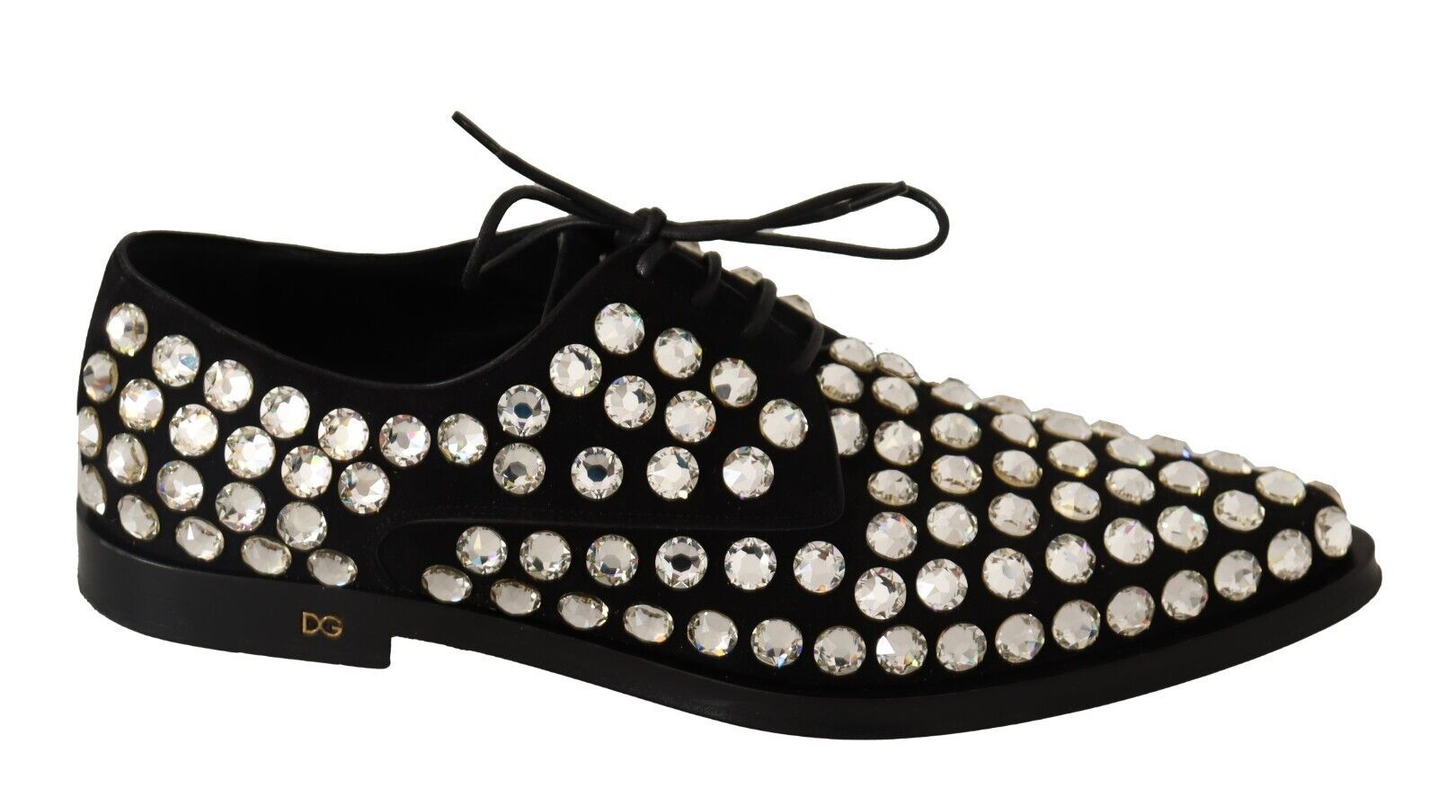 Schwarze formelle Schnürschuhe aus Leder mit Kristallen
