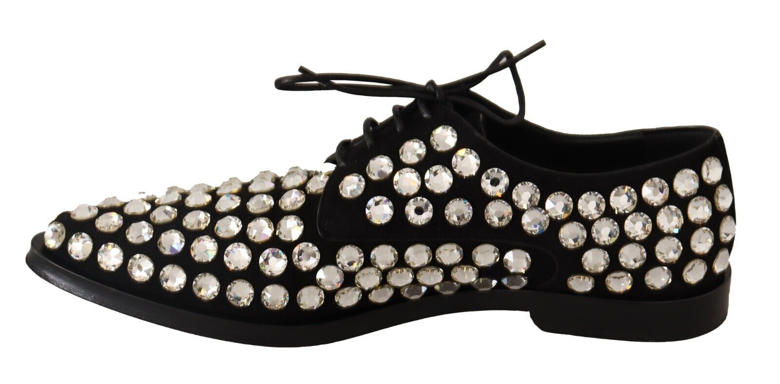 Schwarze formelle Schnürschuhe aus Leder mit Kristallen