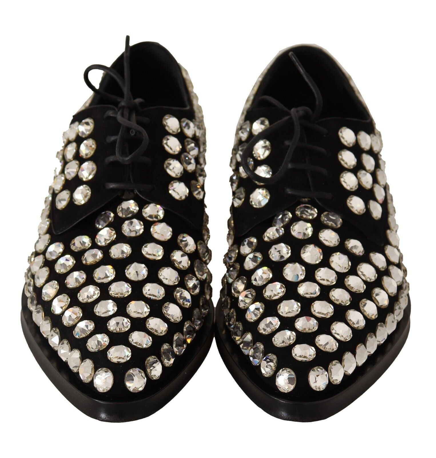 Schwarze formelle Schnürschuhe aus Leder mit Kristallen