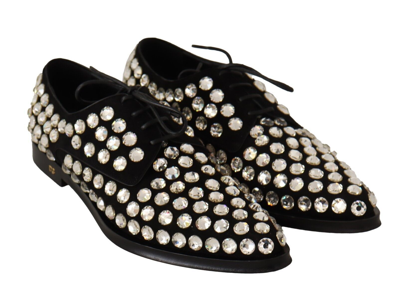 Schwarze formelle Schnürschuhe aus Leder mit Kristallen