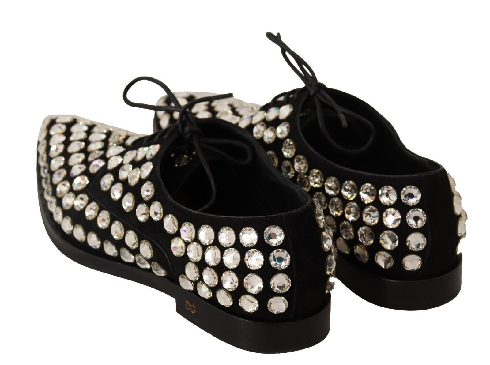 Schwarze formelle Schnürschuhe aus Leder mit Kristallen