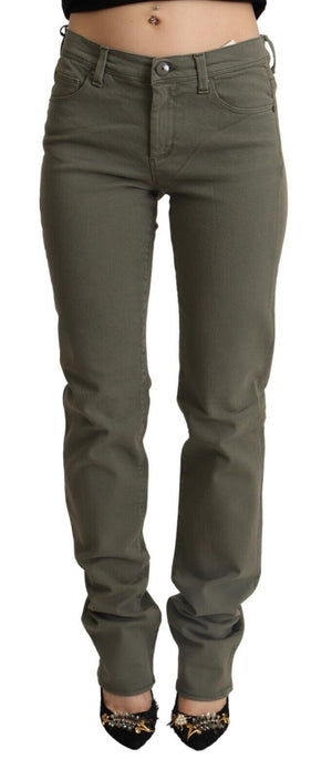 Graue Skinny-Jeans aus Baumwolle mit niedriger Taille