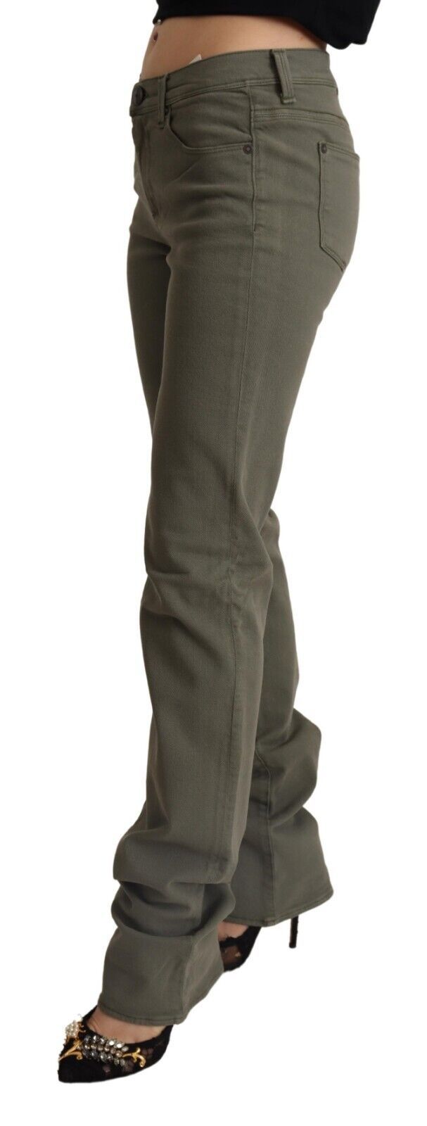 Graue Skinny-Jeans aus Baumwolle mit niedriger Taille