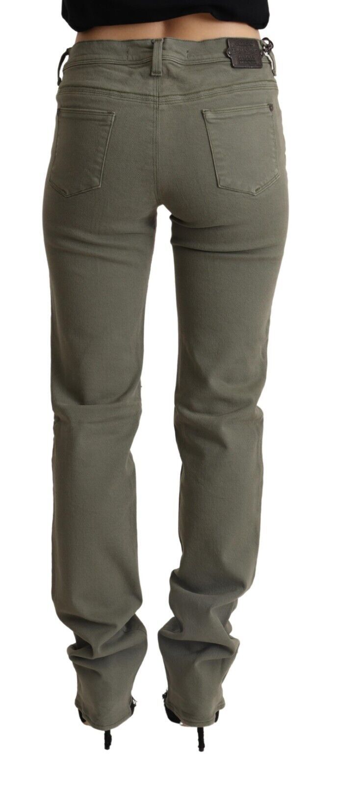 Graue Skinny-Jeans aus Baumwolle mit niedriger Taille