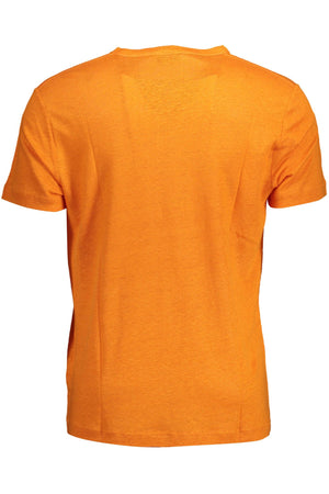 Orangefarbenes Leinen-T-Shirt für Herren