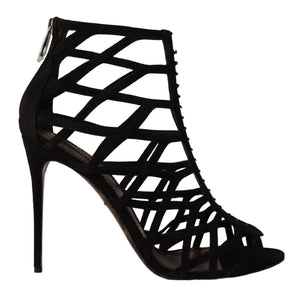 Schwarze Wildleder Stiletto Heels Bette Sandalen Schuhe