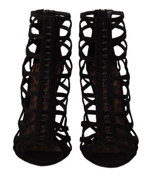 Schwarze Wildleder Stiletto Heels Bette Sandalen Schuhe