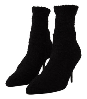 Schwarze Stiletto Heels Mid Calf Damen Stiefel