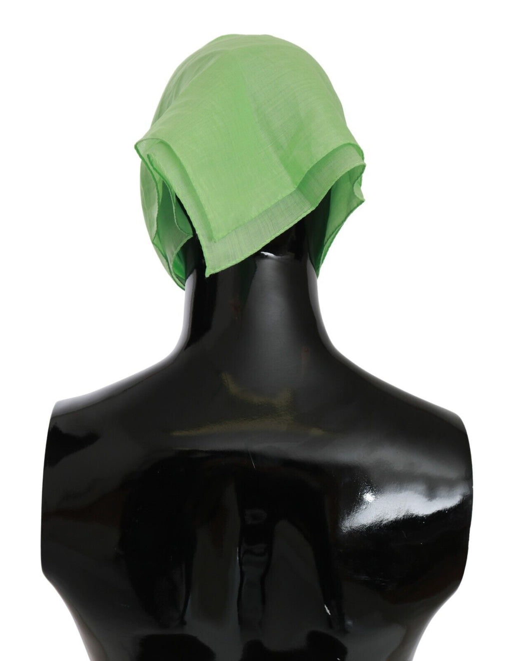 Apfelgrüner quadratischer Foulard-Kopfwickelschal aus Leinen