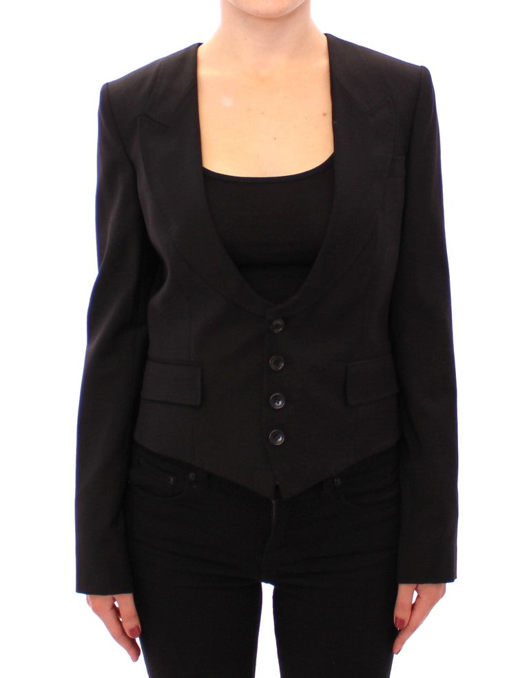 Schwarze Blazerjacke aus Seide mit Schalrücken