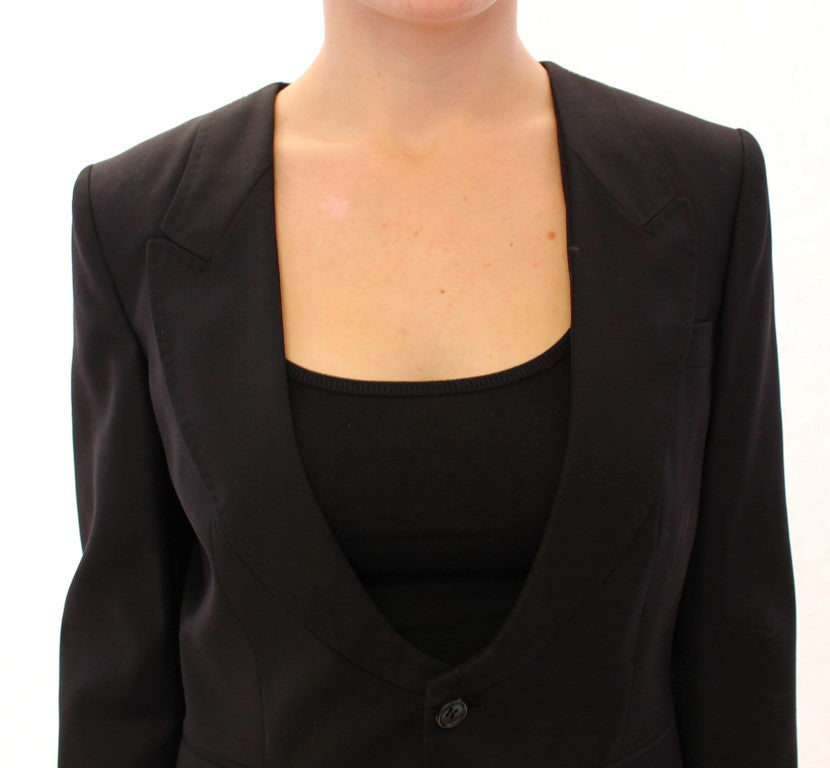 Schwarze Blazerjacke aus Seide mit Schalrücken