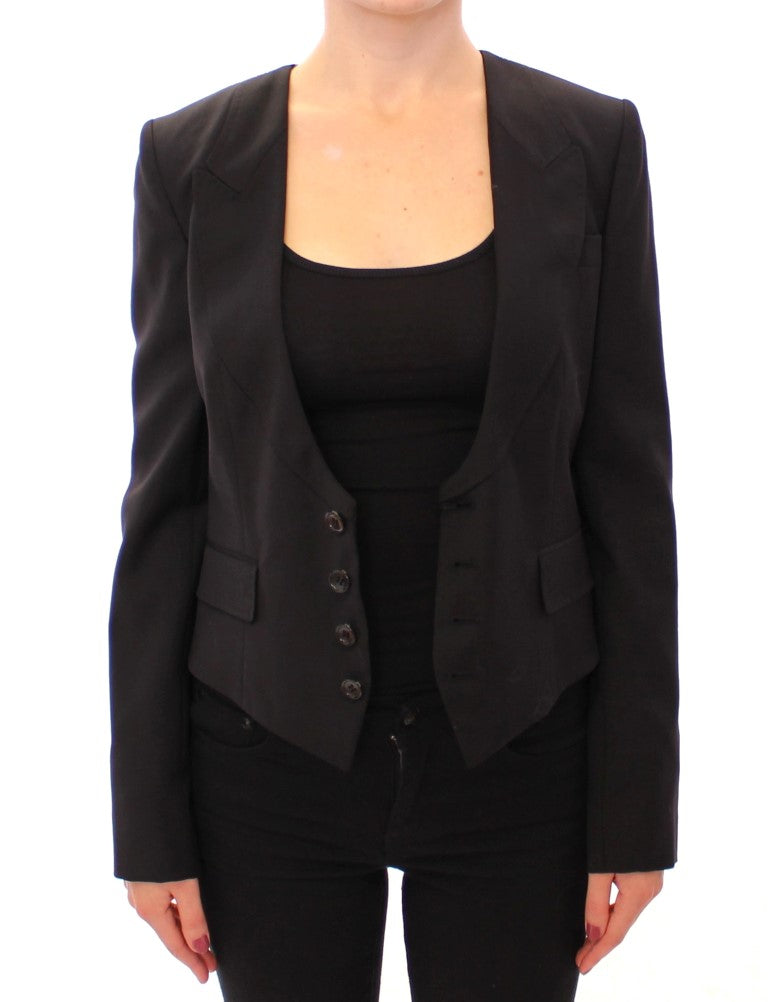 Schwarze Blazerjacke aus Seide mit Schalrücken