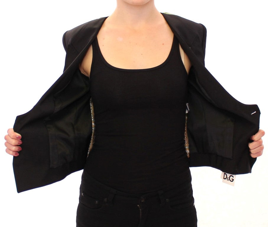 Schwarze Blazerjacke aus Seide mit Schalrücken