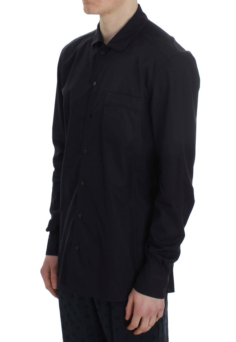 Lila gestreiftes Pyjama-Lounge-Shirt aus Baumwolle