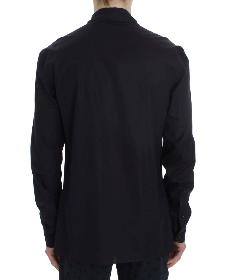 Lila gestreiftes Pyjama-Lounge-Shirt aus Baumwolle