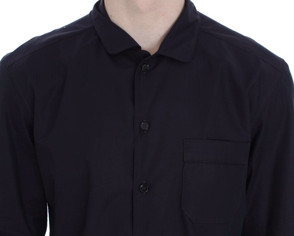 Lila gestreiftes Pyjama-Lounge-Shirt aus Baumwolle