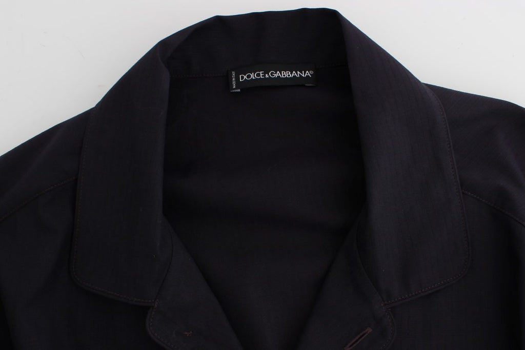 Lila gestreiftes Pyjama-Lounge-Shirt aus Baumwolle