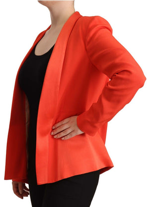 Orangefarbene Acetat-Blazerjacke mit langen Ärmeln und Taschen
