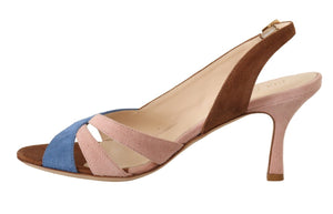 Mehrfarbige Wildleder-Slingback-Sandalen mit Absatz