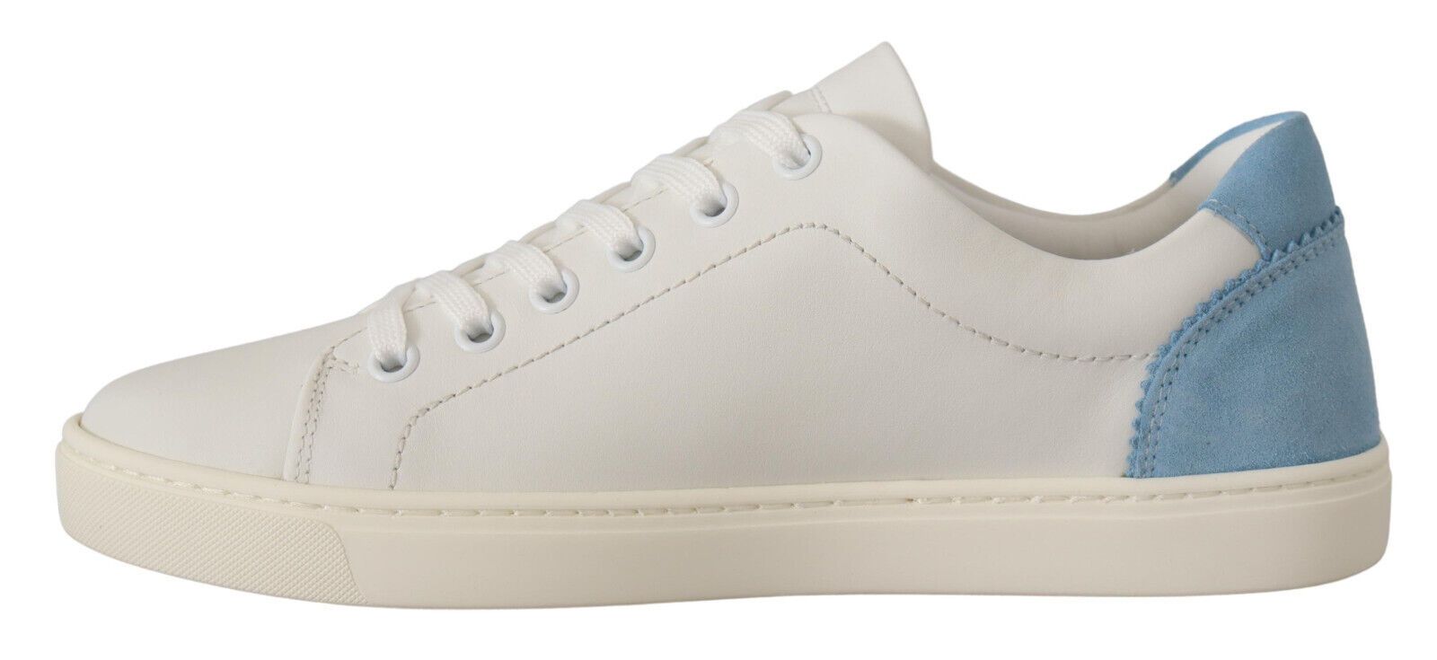 Weiß Blau Leder Low Top Sneakers Schuhe