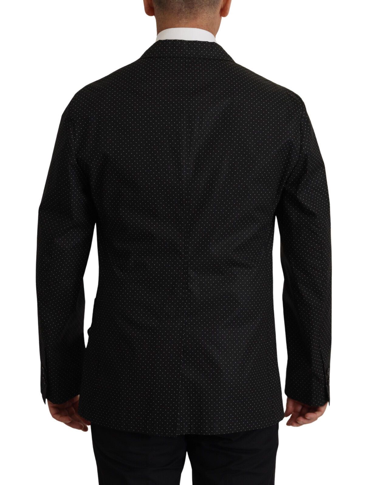 Schwarze Blazerjacke aus Baumwolle mit Polka-Punkten