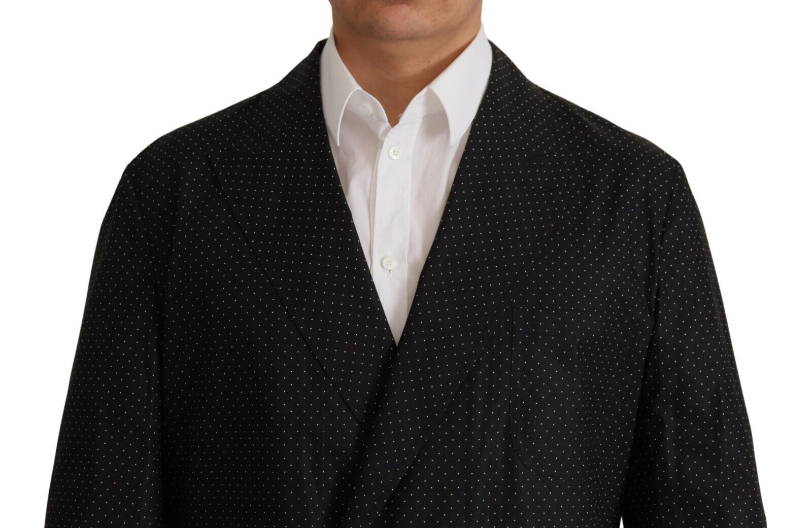 Schwarze Blazerjacke aus Baumwolle mit Polka-Punkten