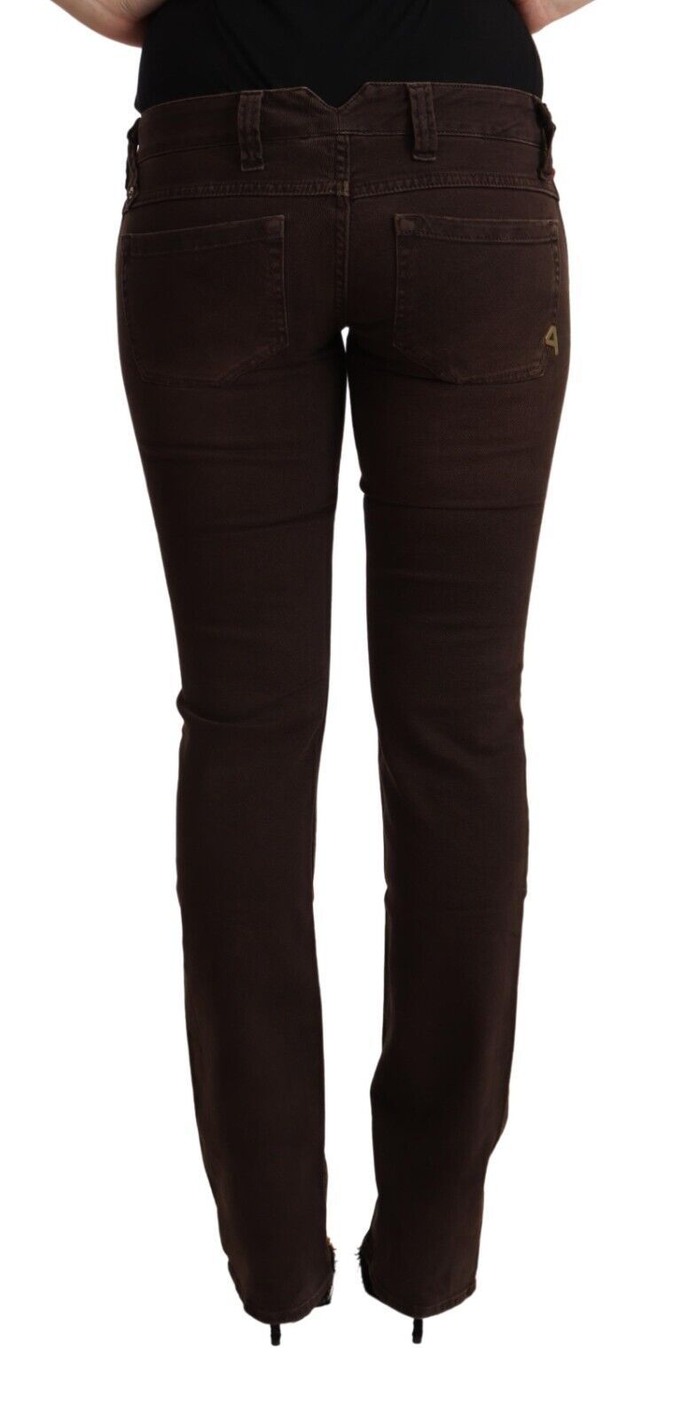 Braune Slim Fit Jeans aus Baumwollstretch mit niedriger Taille