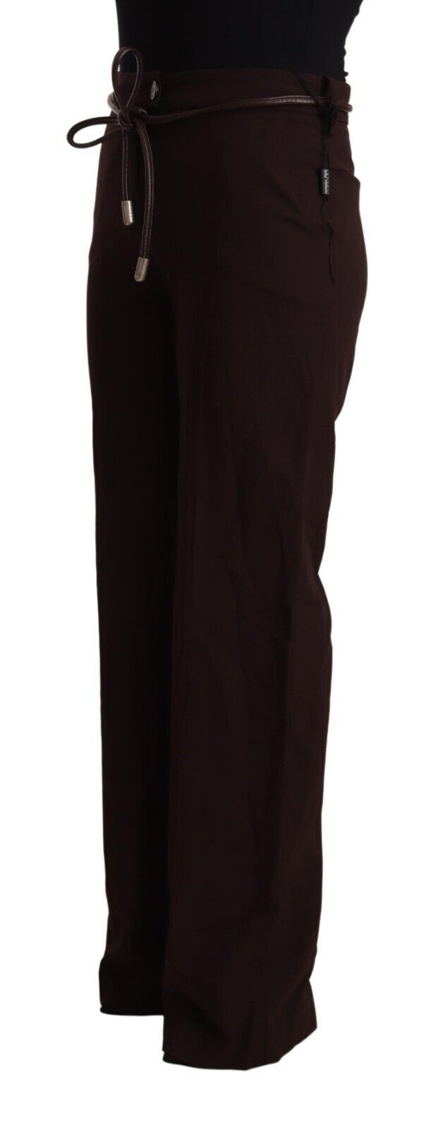Schwarze, gerade geschnittene Anzughose mit hoher Taille