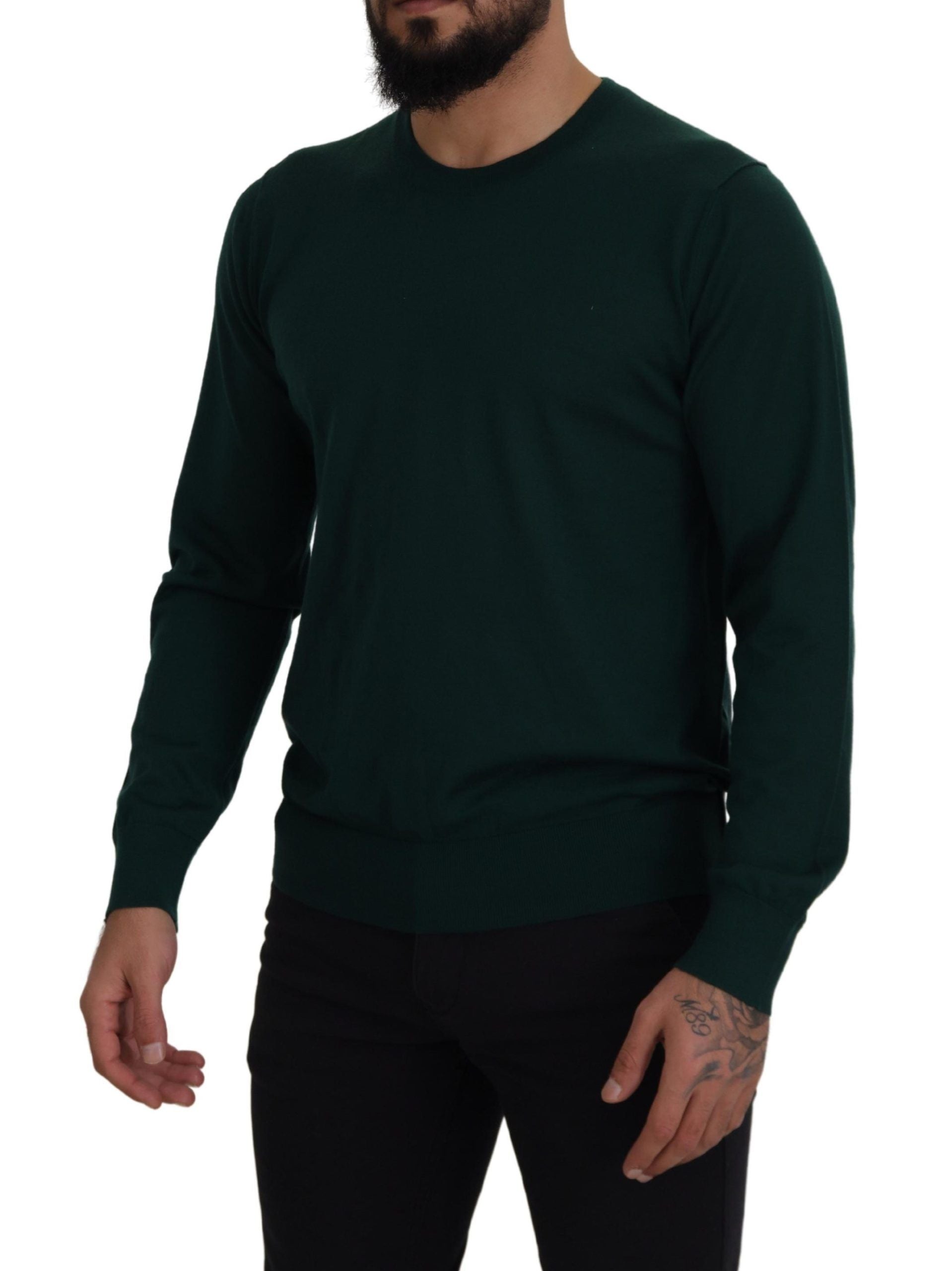 Grüner Kaschmirpullover mit Rundhalsausschnitt