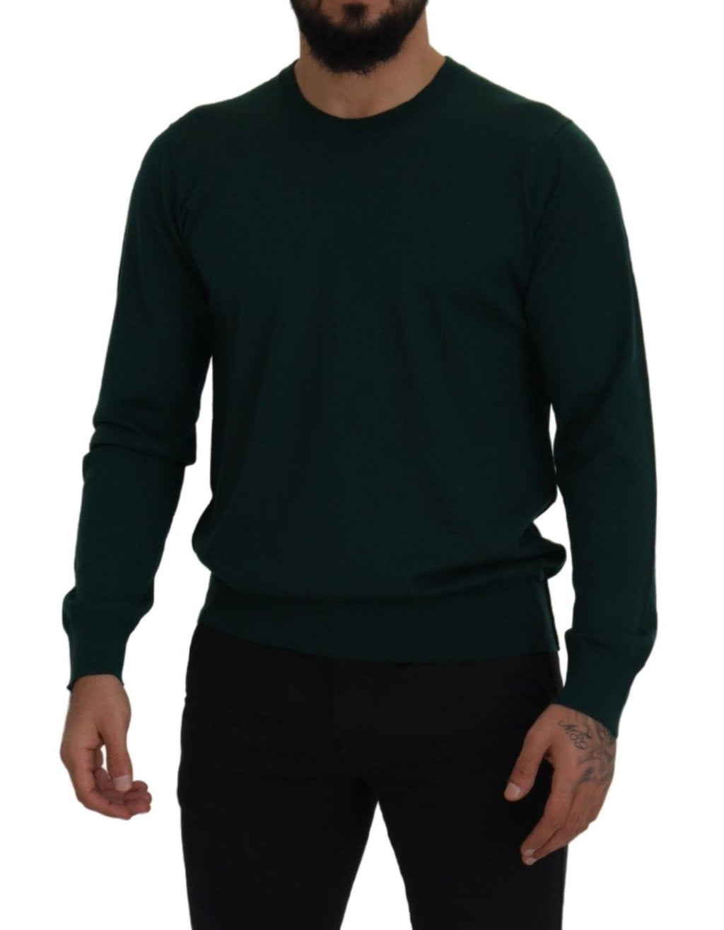 Grüner Kaschmirpullover mit Rundhalsausschnitt