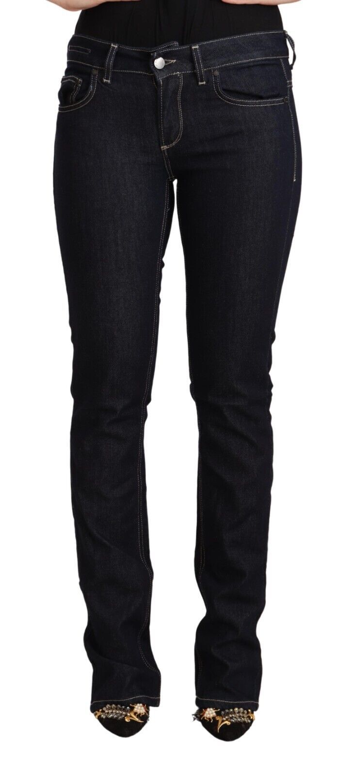 Schwarze Skinny-Jeans aus Baumwollstretch mit niedriger Taille