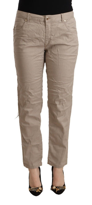 Beige Tencel-Freizeithose mit mittlerer Taille